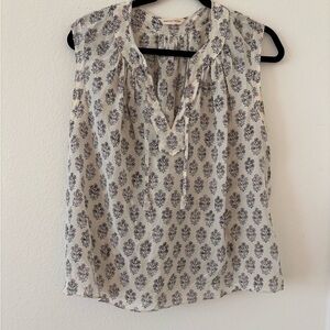 Floral Sleeveless Blouse - Cream and Black